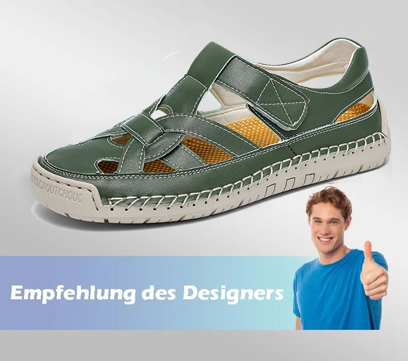 🔥Sommer heißer Verkauf🔥Sommer Herren Outdoor Strand Klettverschluss Leder Atmungsaktive Freizeitsandalen