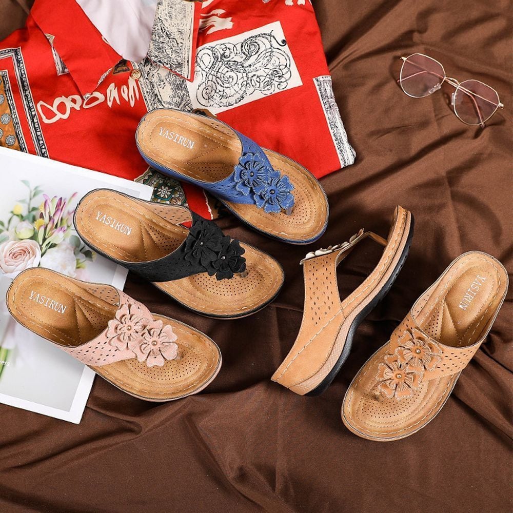 Women's Premium Orthopedic Wedge Flower Clip Toe Sandals