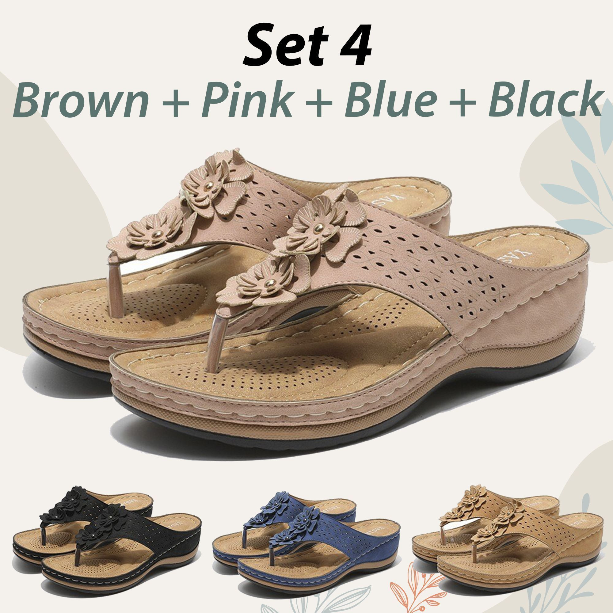 Women's Premium Orthopedic Wedge Flower Clip Toe Sandals