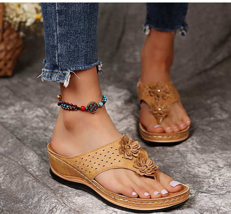 Women's Premium Orthopedic Wedge Flower Clip Toe Sandals