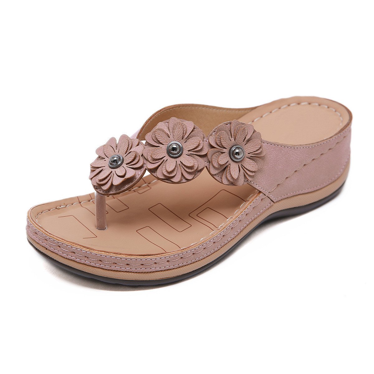WOMEN'S LIGHTWEIGHT FLOWERS CLIP TOE SANDALS