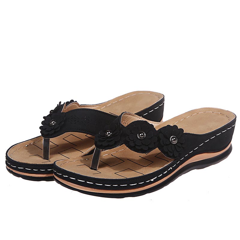 WOMEN'S LIGHTWEIGHT FLOWERS CLIP TOE SANDALS