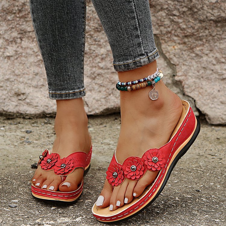 WOMEN'S LIGHTWEIGHT FLOWERS CLIP TOE SANDALS