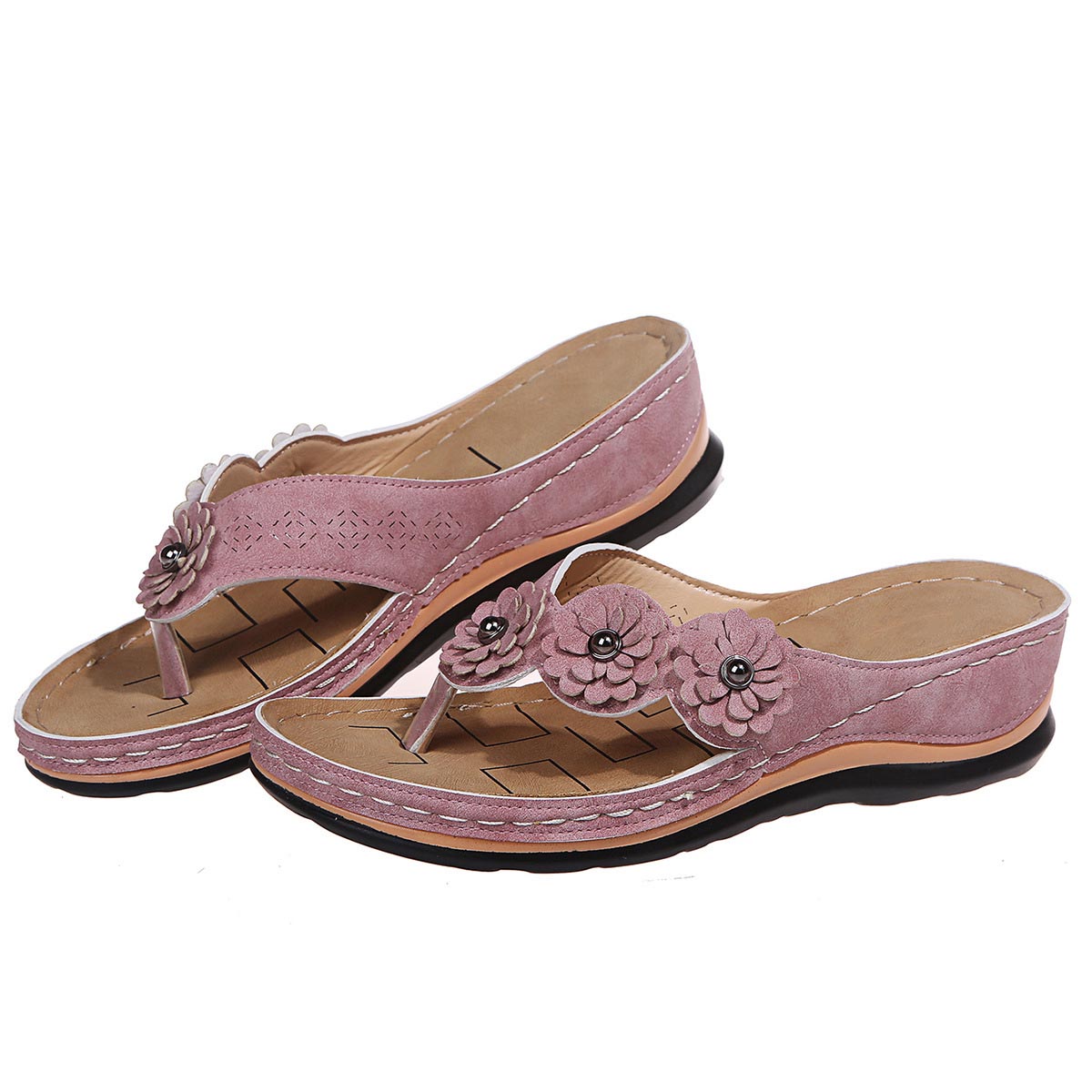 WOMEN'S LIGHTWEIGHT FLOWERS CLIP TOE SANDALS