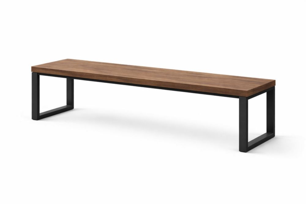 Panca rettangolare in legno e metallo noce 200x40x45 cm