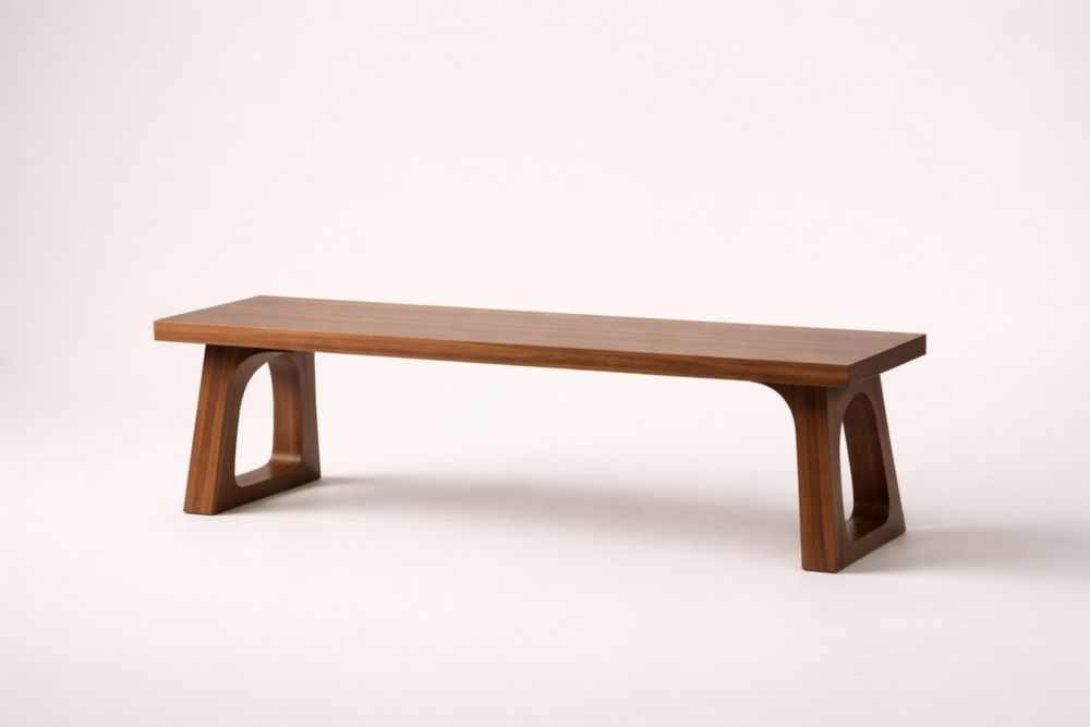 Panca rettangolare in legno massello noce 150 cm