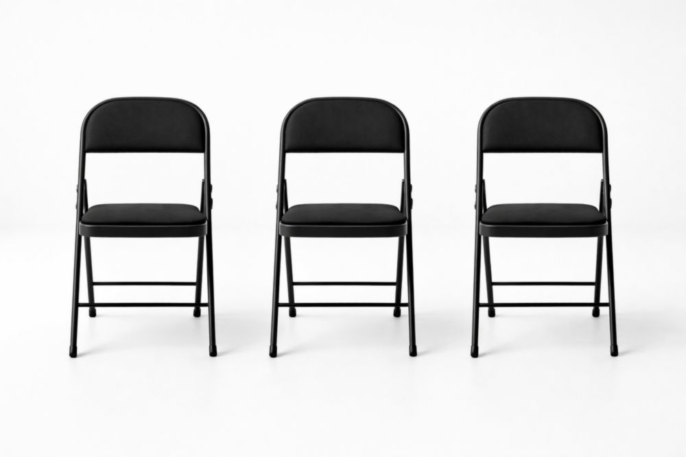 Sedie Pieghevoli in Metallo e PU Set da 3 Nero