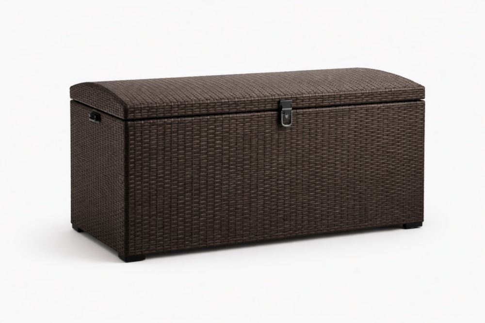 Cassapanca in Rattan Sintetico Marrone 120x50x60 cm