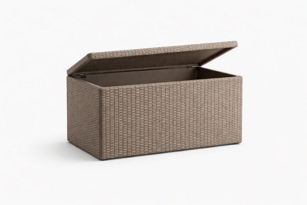 Contenitore portaoggetti rettangolare in rattan sintetico Marrone