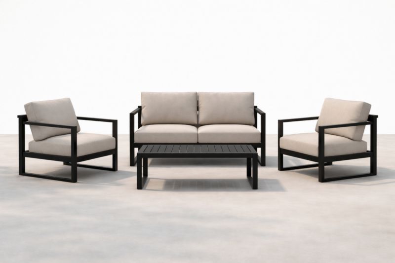 Set da Giardino in Alluminio con Cuscini in Poliestere