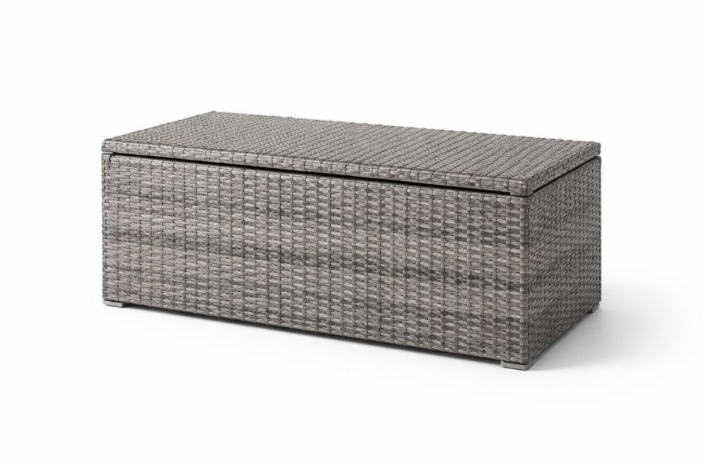 Cassapanca rettangolare in rattan sintetico grigio