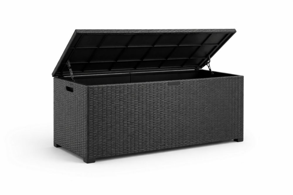 Baule rettangolare in plastica intrecciata 120x50x58cm Nero