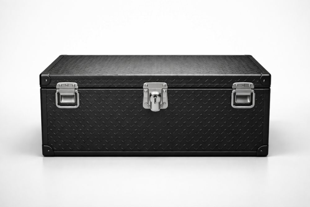 Baule in Metallo con Chiusura a Lucchetto Nero 60x30x25 cm