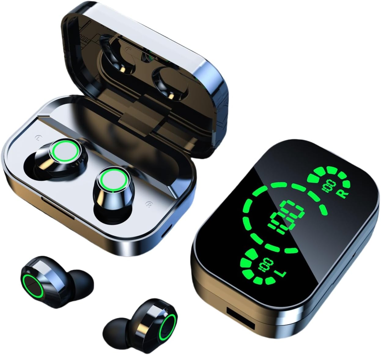 High-definition mirror screen LED display headphones