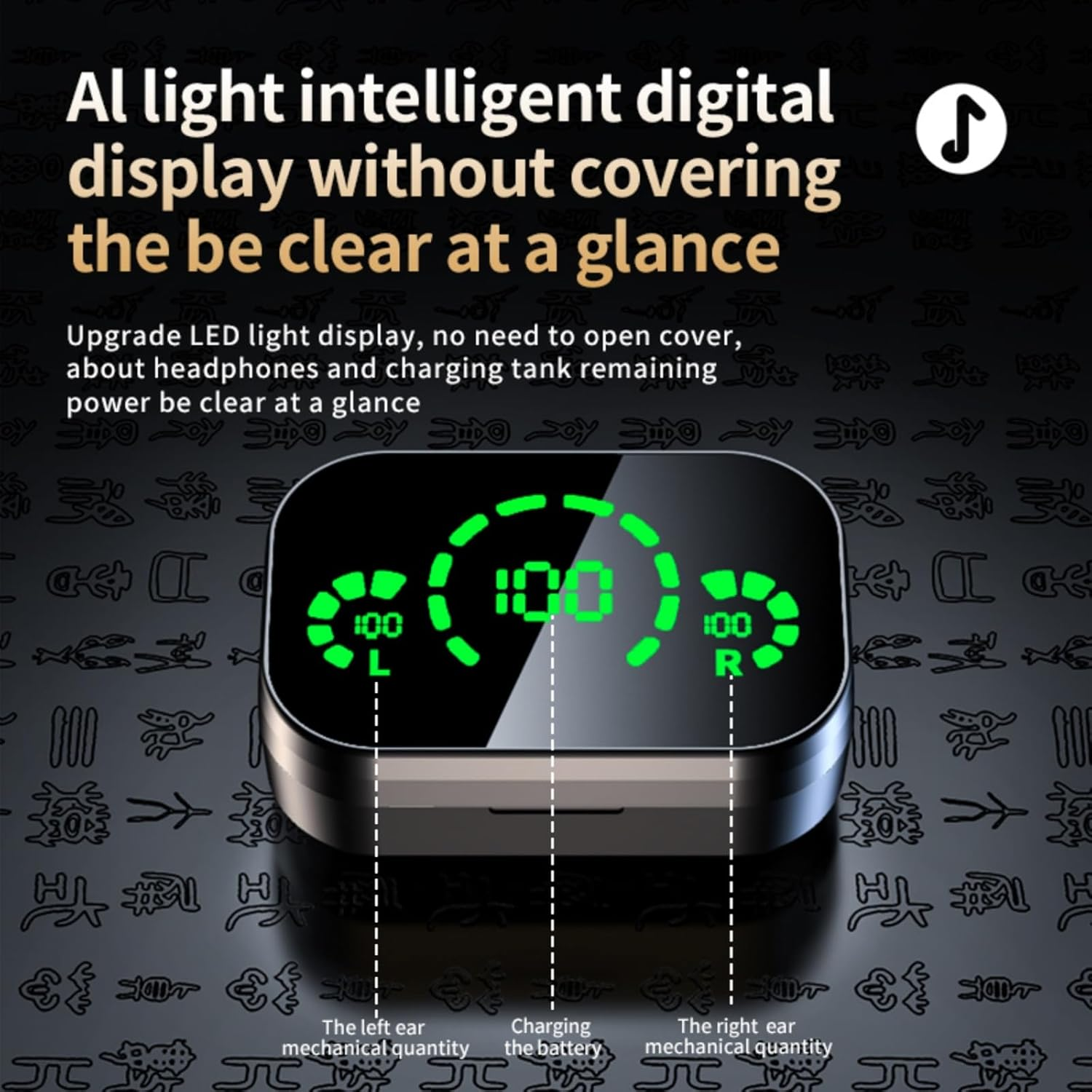 High-definition mirror screen LED display headphones