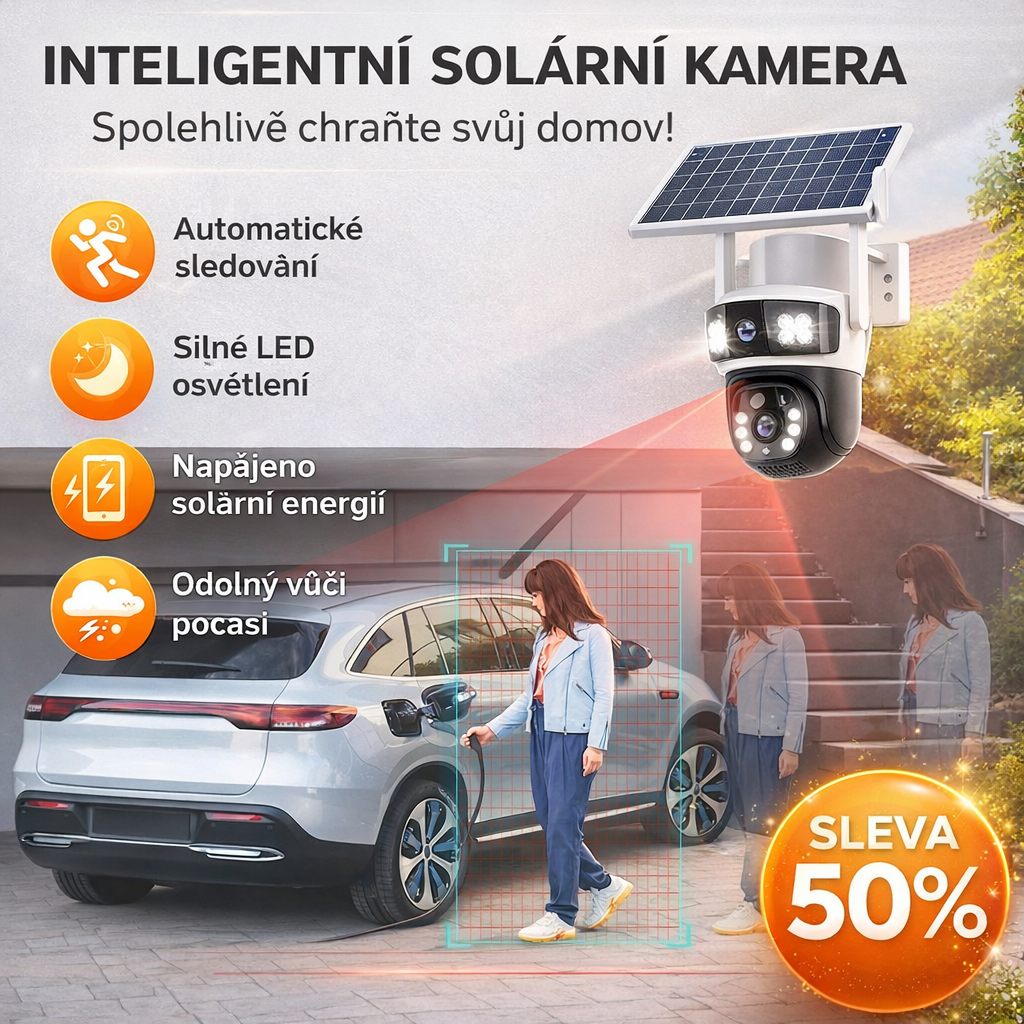 Bezdrátová 4G kamera s vysokým rozlišením, nočním viděním a rozlišením 20 MP, která je napájena solární energií a nevyžaduje žádná data (není potřeba žádný zdroj napájení).