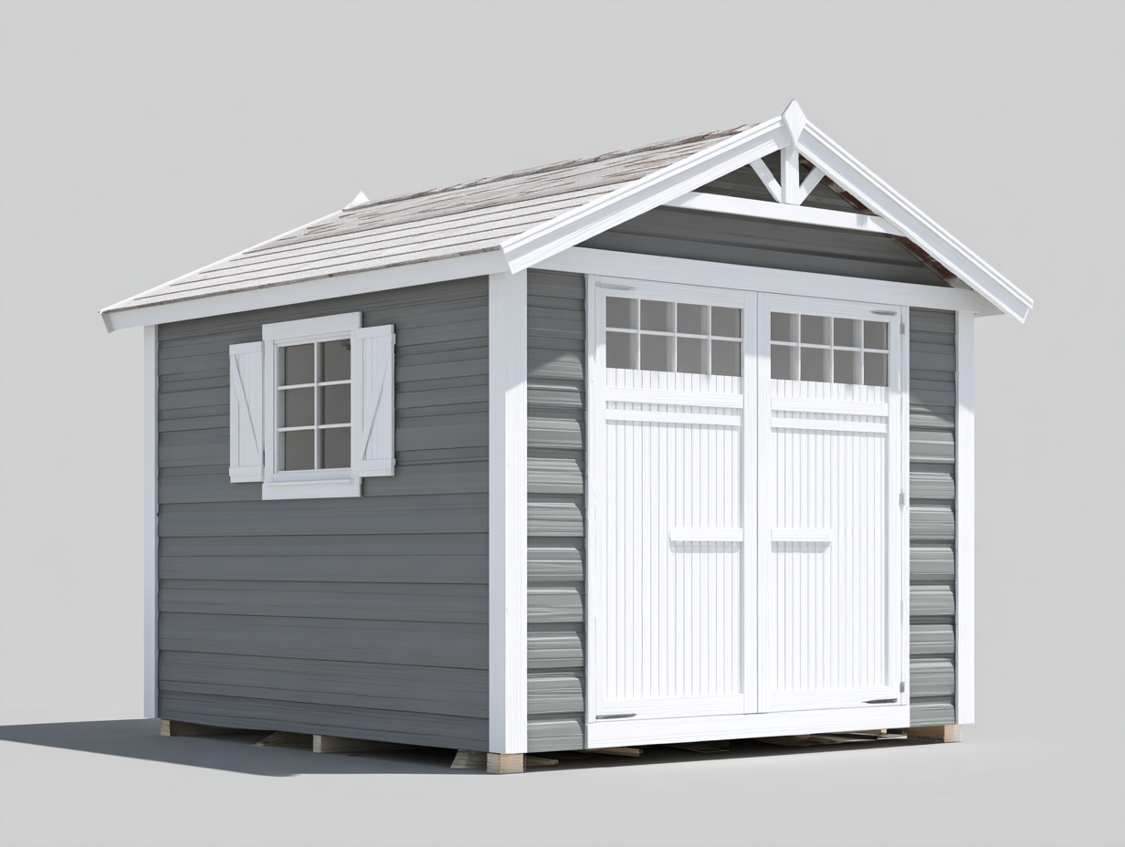 Abri de jardin 180x160x195 cm Gris/Blanc Style classique-Nestmyloft