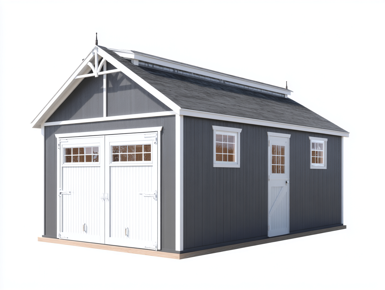 Abri de jardin 215x175x200 cm Gris/Blanc Style gable-Nestmyloft