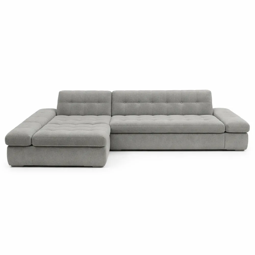 Grand canapé d'angle en L, 300 x 172 x 80 cm, couleur gris clair