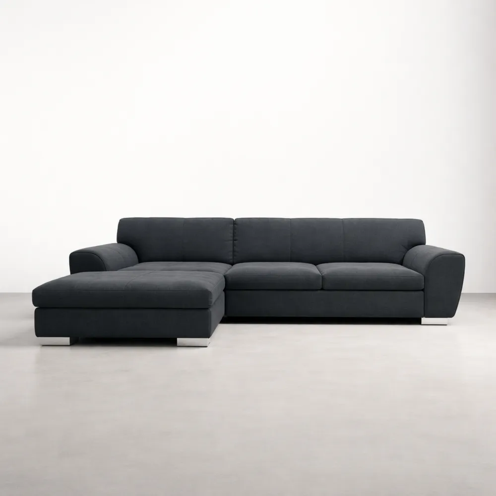 Canapé d'angle moderne en L, 277 x 156 x 78 cm, gris