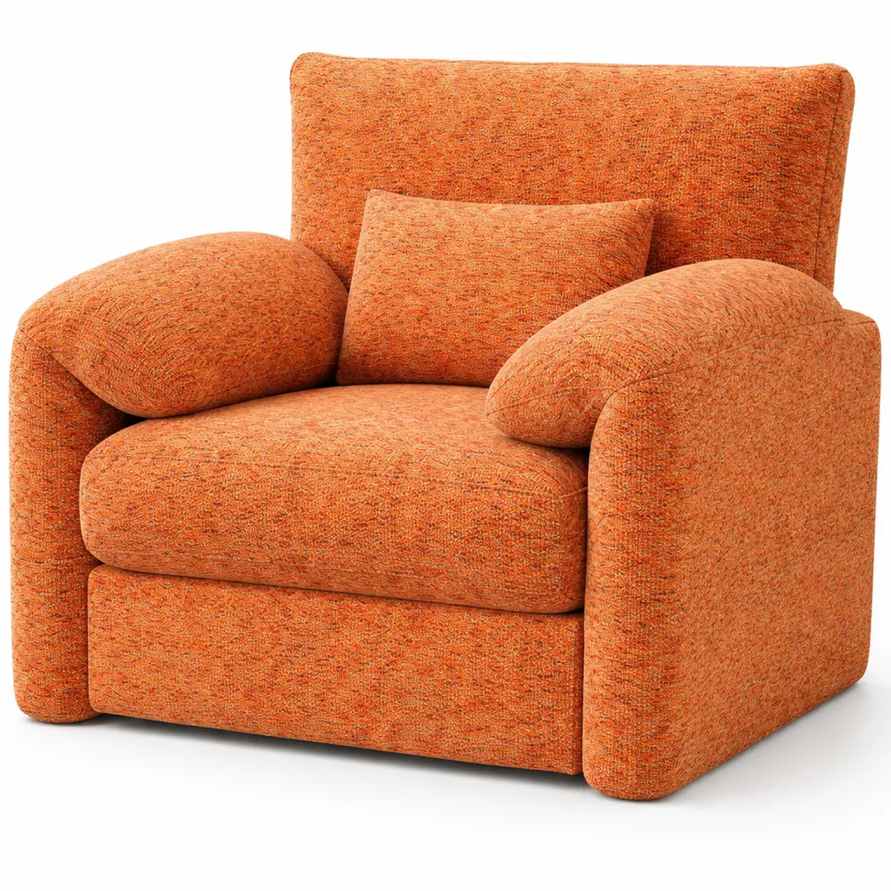 Fauteuil Relax Ergonomique avec Coussin et Accoudoirs, Chaise Longue en Tissu pour Salon ou Chambre