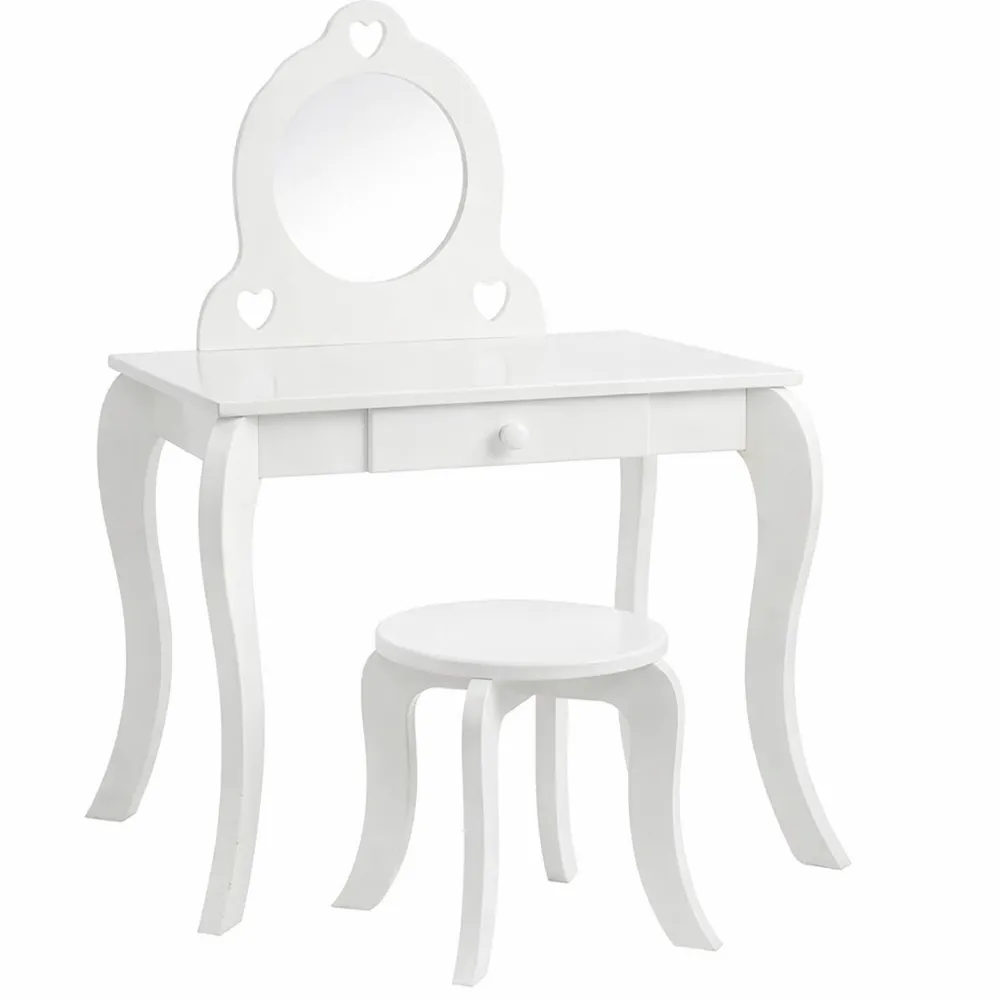 Table de maquillage blanche avec tabouret inclus