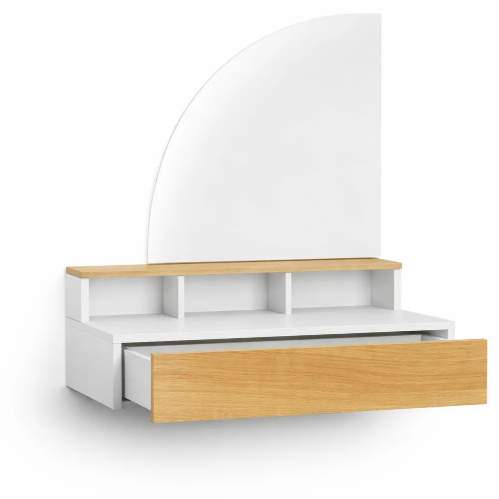 Table de Maquillage Murale avec Miroir LED et Rangement