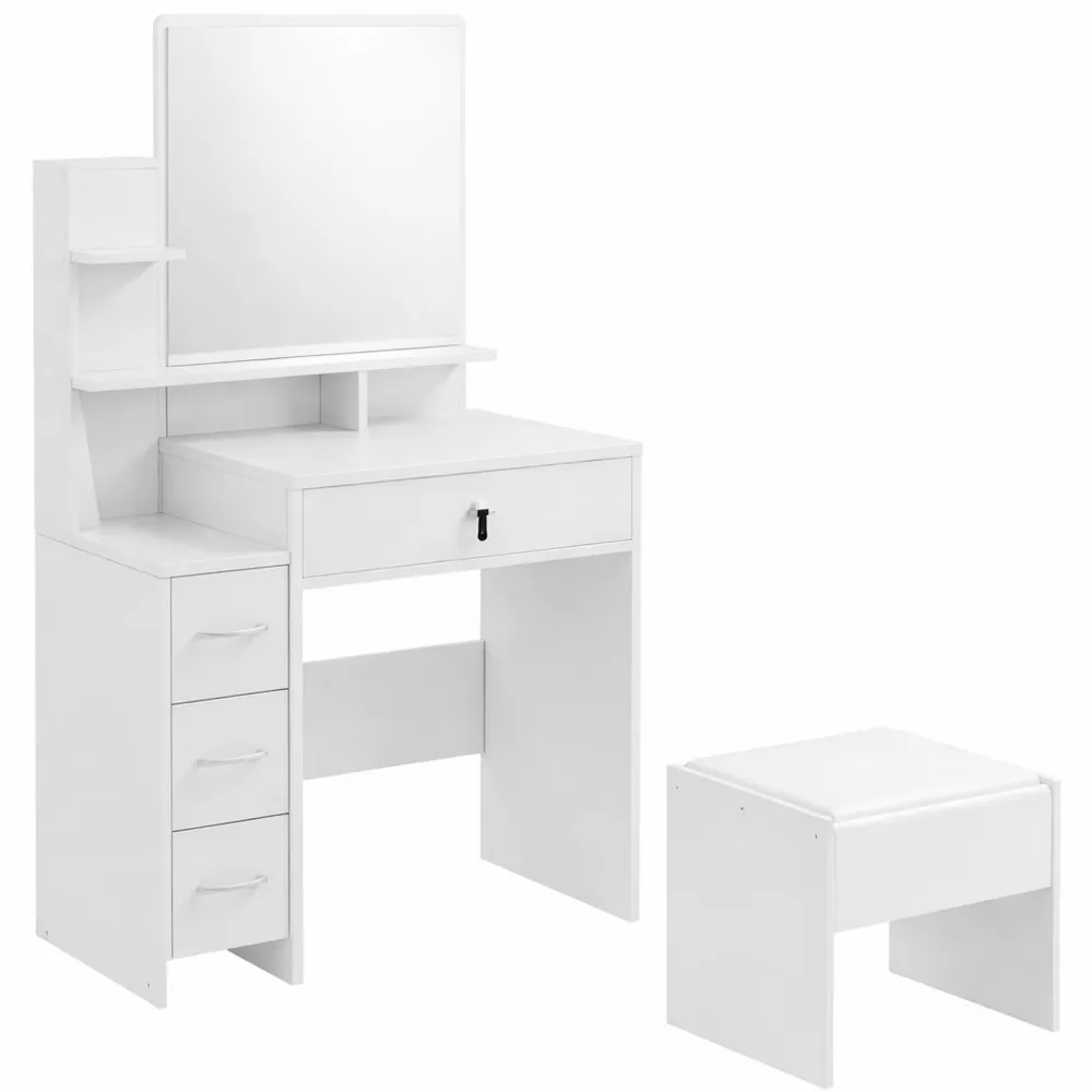 Table de Toilette avec Tabouret et Rangement