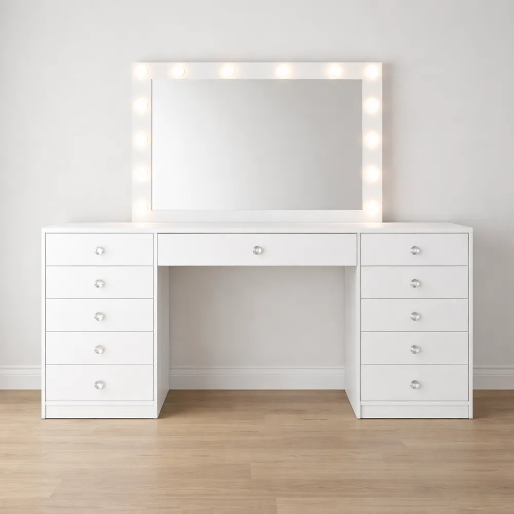 Coiffeuse Éclairée avec Miroir LED et Tiroirs
