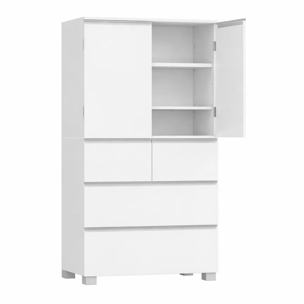 Meuble de rangement polyvalent avec tiroirs et étagères réglables, blanc