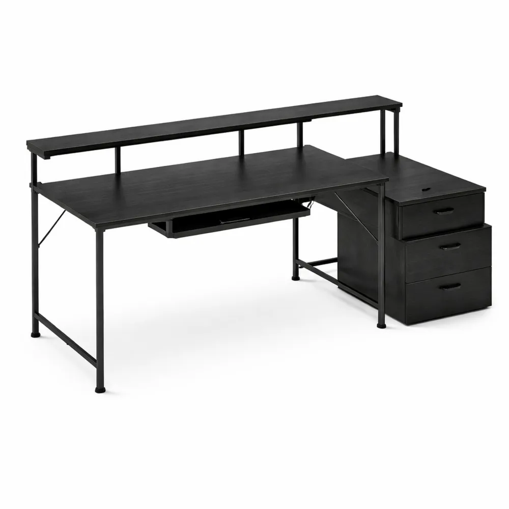 Table de Jeu avec Éclairage LED et Prises, 140x48cm, Noir