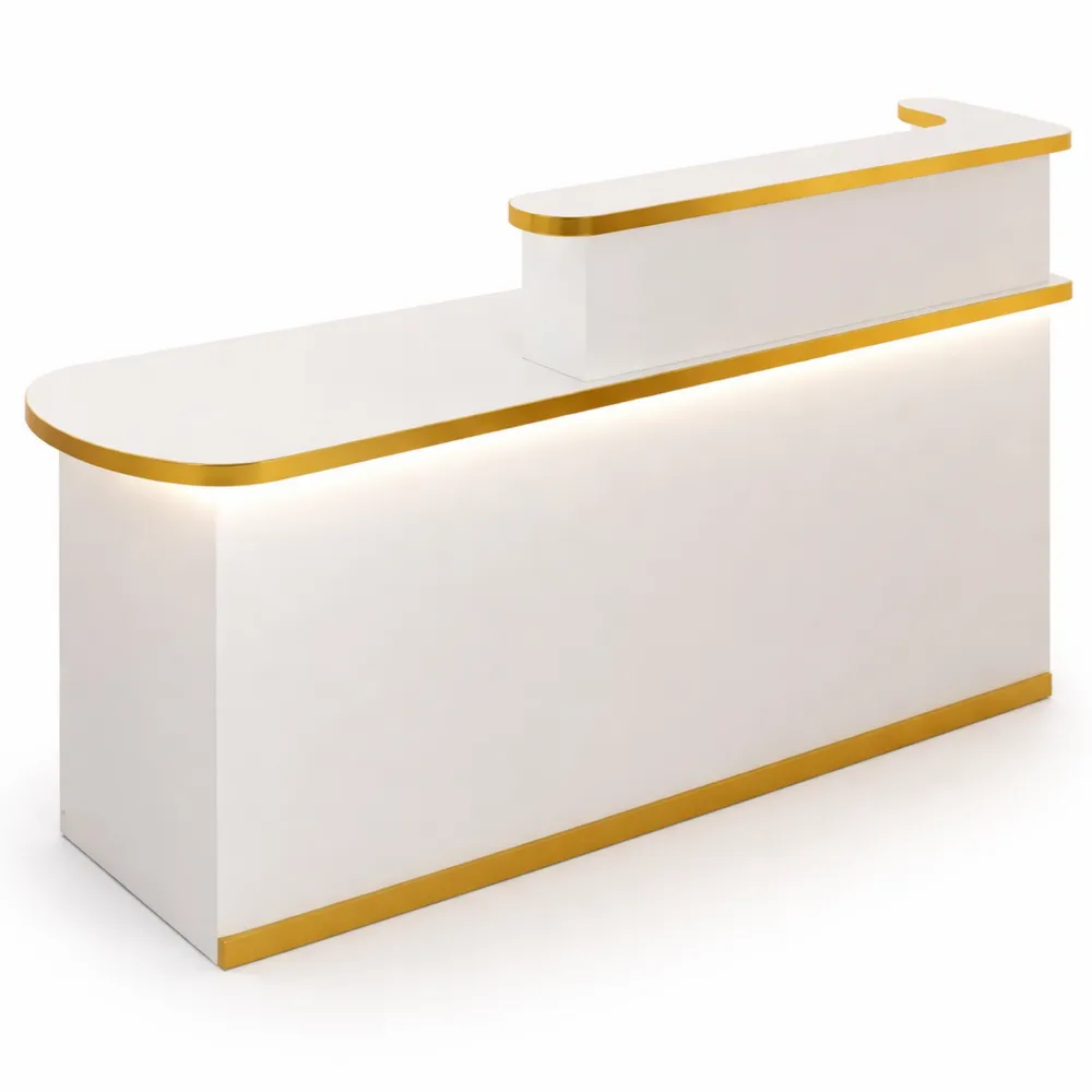 Comptoir d'accueil et de bureau avec tiroirs verrouillables et supports pour clavier