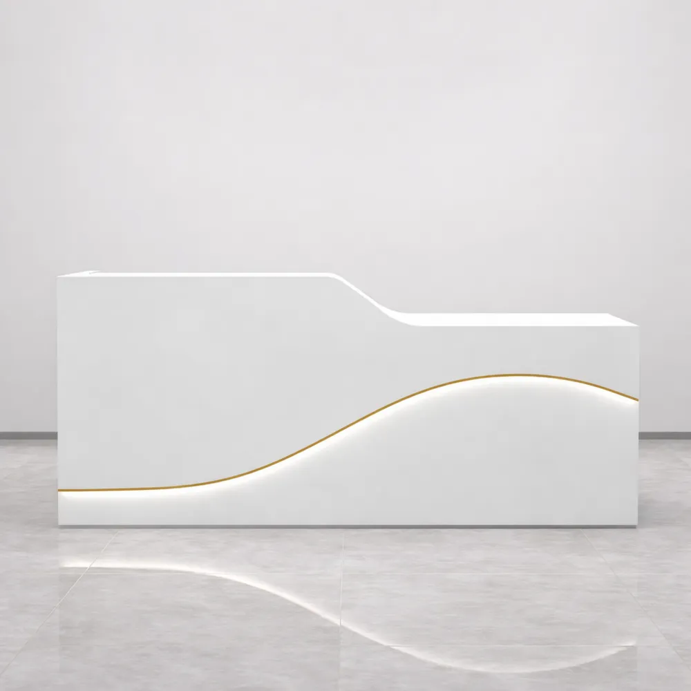 Comptoir d'accueil avec rangement, élégant et compact