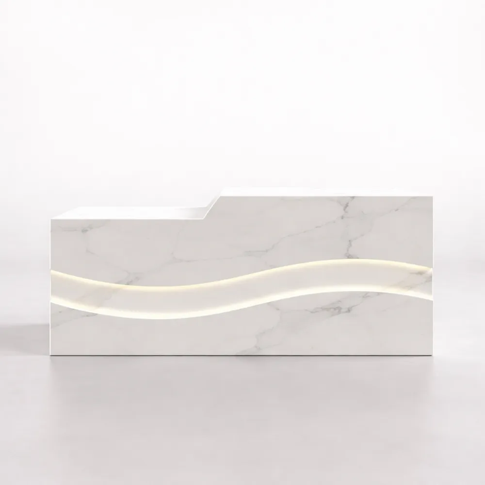 Meuble de Réception Moderne avec Tiroir et Plateau pour Clavier, Idéal pour Bureau et Salon – Rayures Blanches