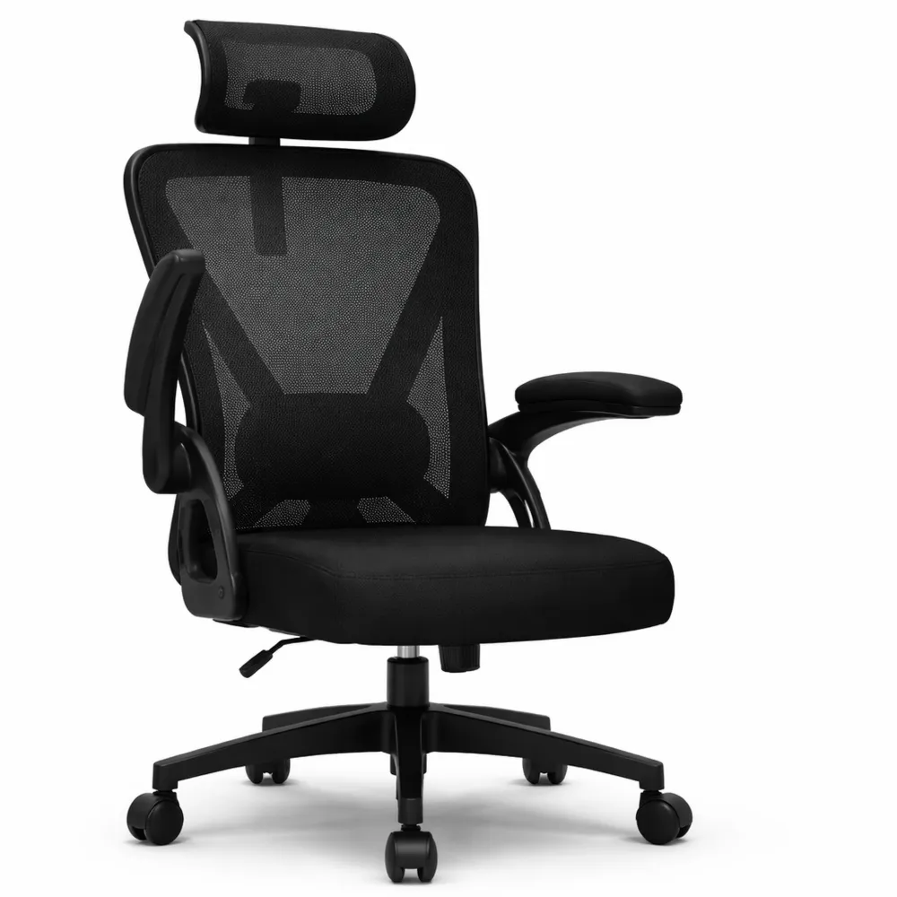 Chaise ergonomique de bureau avec soutien lombaire et appui-tête réglables