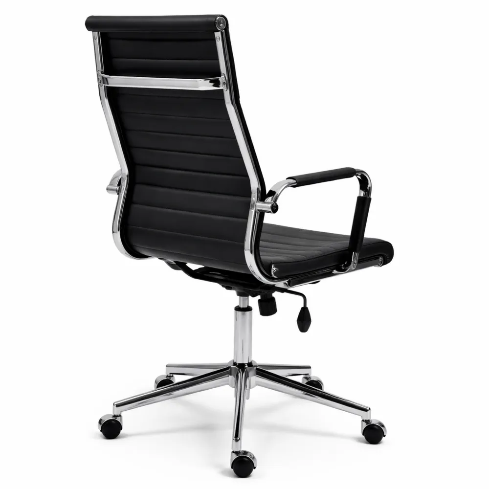 Chaise de bureau ergonomique en cuir véritable, hauteur réglable, charge 150 kg, noir