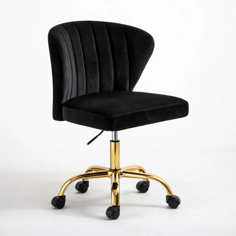 Chaise de Bureau Ergonomique en Velours, Pivotante et Réglable