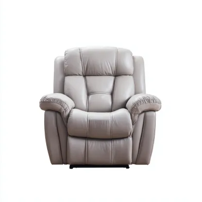 Sillón reclinable piel auténtica 100x95x100 cm - gris claro - estilo moderno - apto para salón-Nestmyhub
