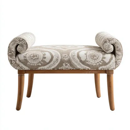 Banco de dormitorio - Tela - 120x45x55 cm - Beige-Blanco - Diseño clásico - Apto para dormitorio-Nestmyhub