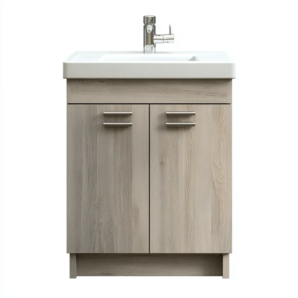 Muebles de baño con lavabo madera-resina 50x40x85 cm - roble gris - diseño moderno para baño-Nestmyhub