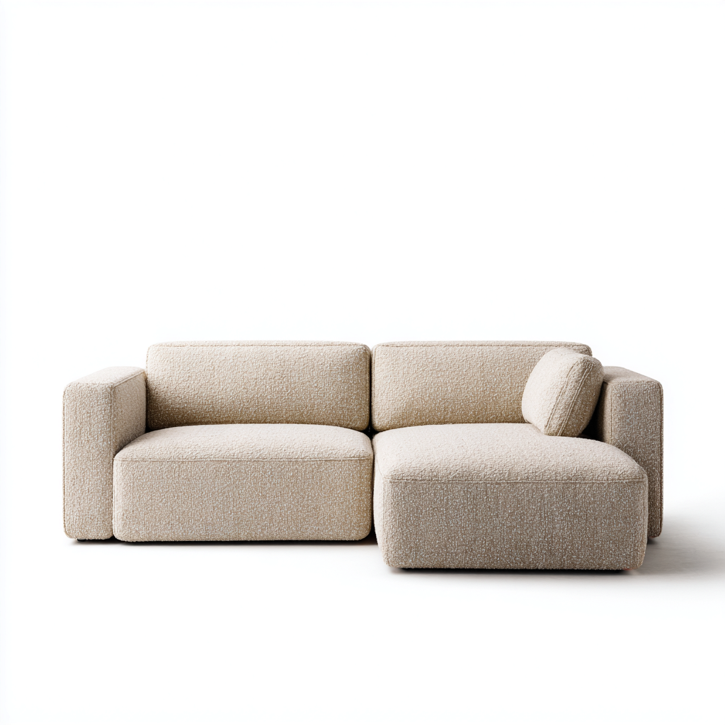 Sofá rinconero - Tela bouclé - 255x165x78 cm - Beige - Diseño moderno para salón-Nestmyhub