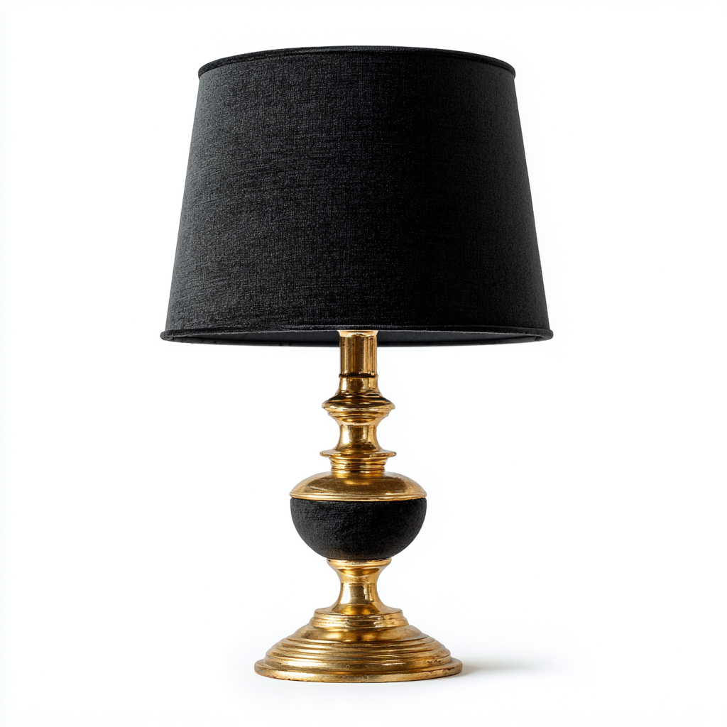 Lámpara de mesa metal-terciopelo 24x48 cm - negro-dorado - diseño clásico para salón-Nestmyhub