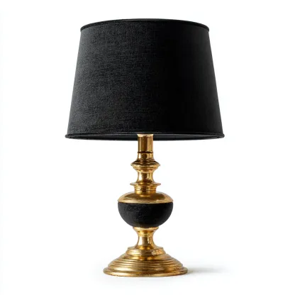 Lámpara de mesa metal-terciopelo 24x48 cm - negro-dorado - diseño clásico para salón-Nestmyhub
