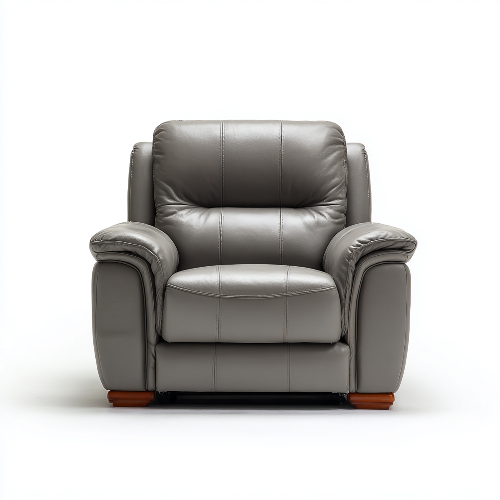 Sillón reclinable piel auténtica 100x95x100 cm - gris claro - estilo moderno - apto para salón-Nestmyhub