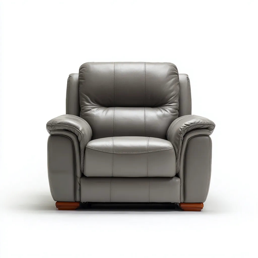 Sillón reclinable piel auténtica 100x95x100 cm - gris claro - estilo moderno - apto para salón-Nestmyhub