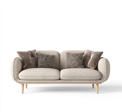 Sofá de 2 plazas - tela 165x85x80 cm - beige - adecuado para salón - diseño moderno-Nestmyhub