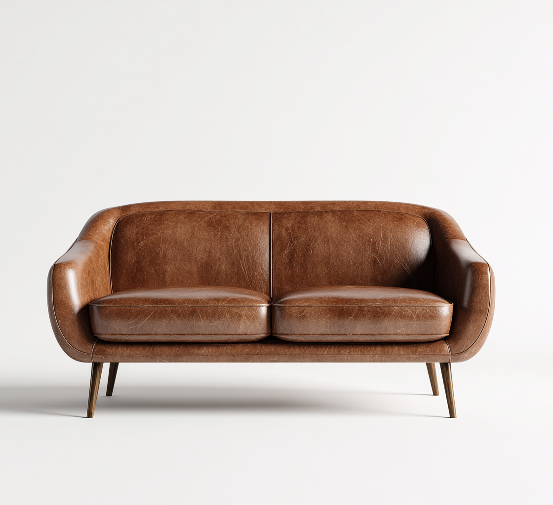 Sofá de 2 plazas - cuero 160x80x78 cm - marrón - adecuado para salón - diseño moderno-Nestmyhub