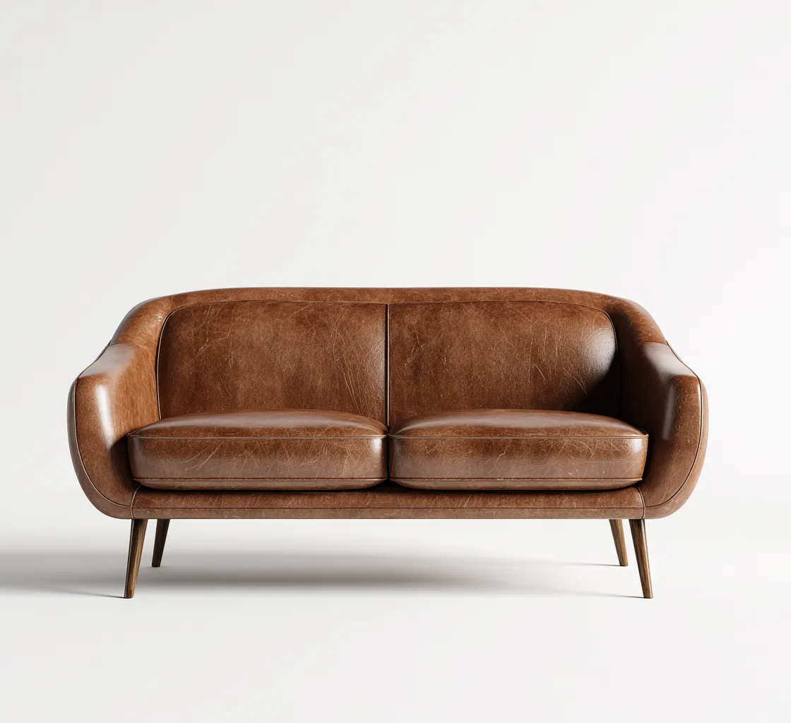 Sofá de 2 plazas - cuero 160x80x78 cm - marrón - adecuado para salón - diseño moderno-Nestmyhub