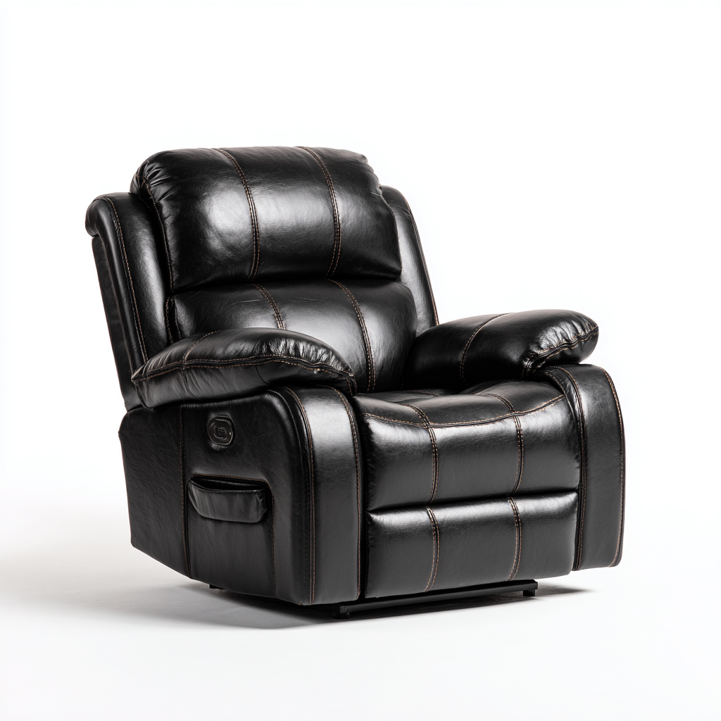 Sillón reclinable piel auténtica 95x97x102 cm - negro - diseño moderno - apto para sala de estar-Nestmyhub