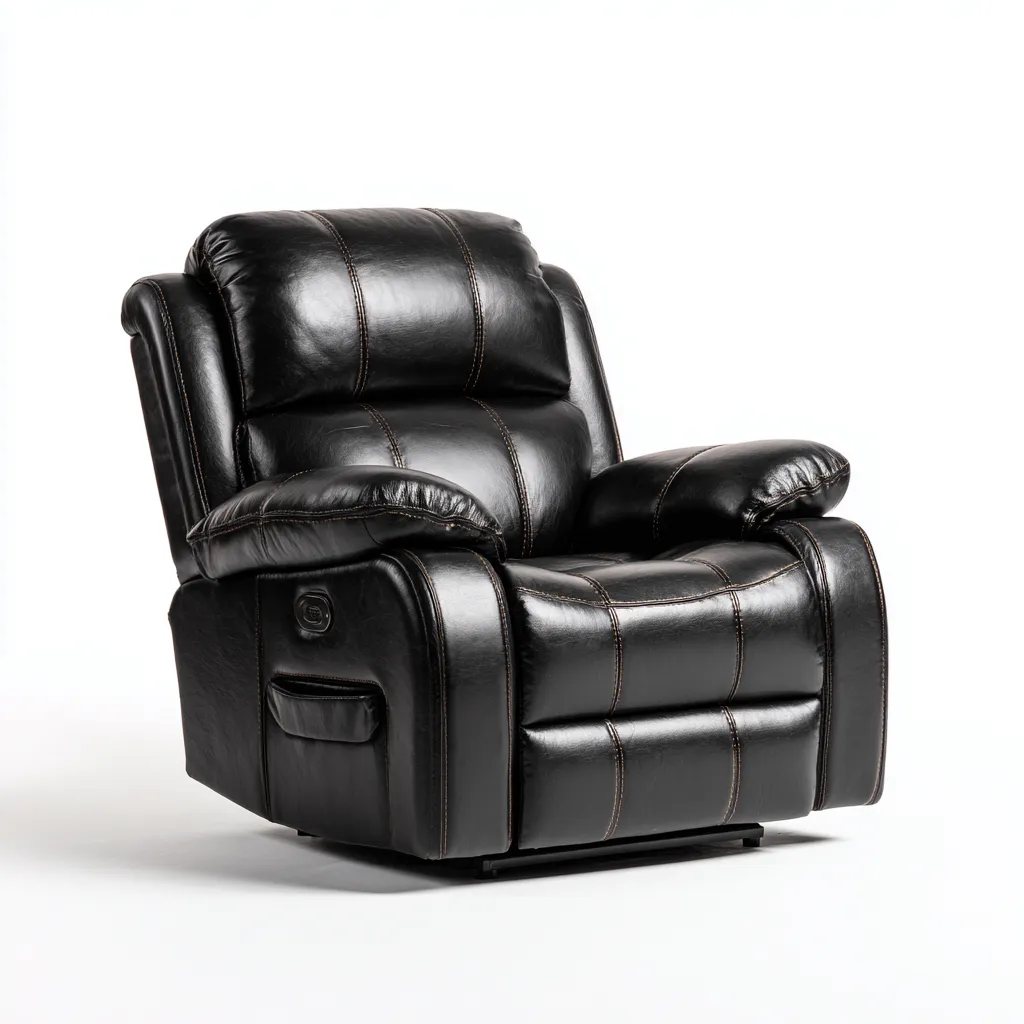 Sillón reclinable piel auténtica 95x97x102 cm - negro - diseño moderno - apto para sala de estar-Nestmyhub